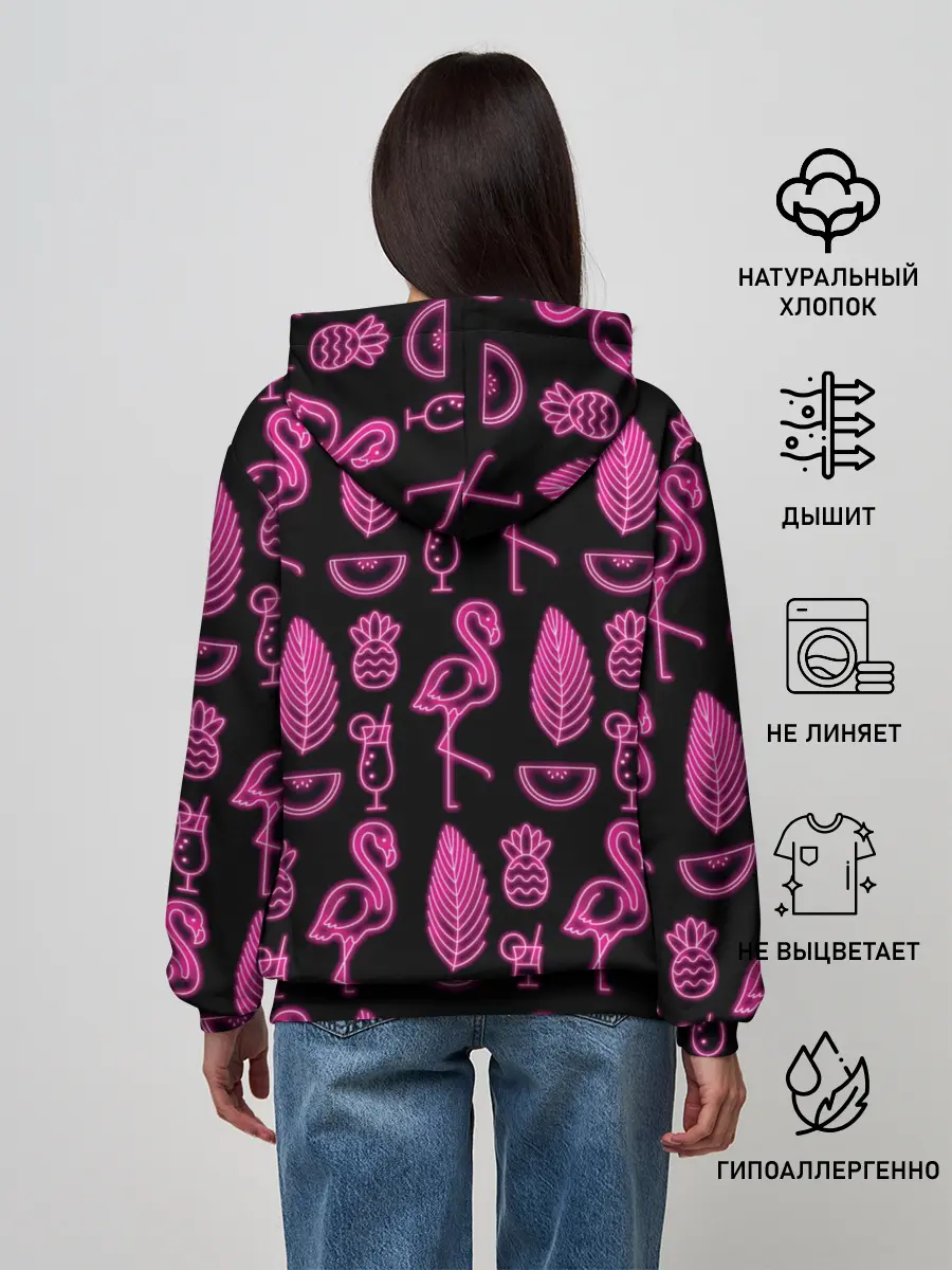 Женское худи / Светящийся фламинго