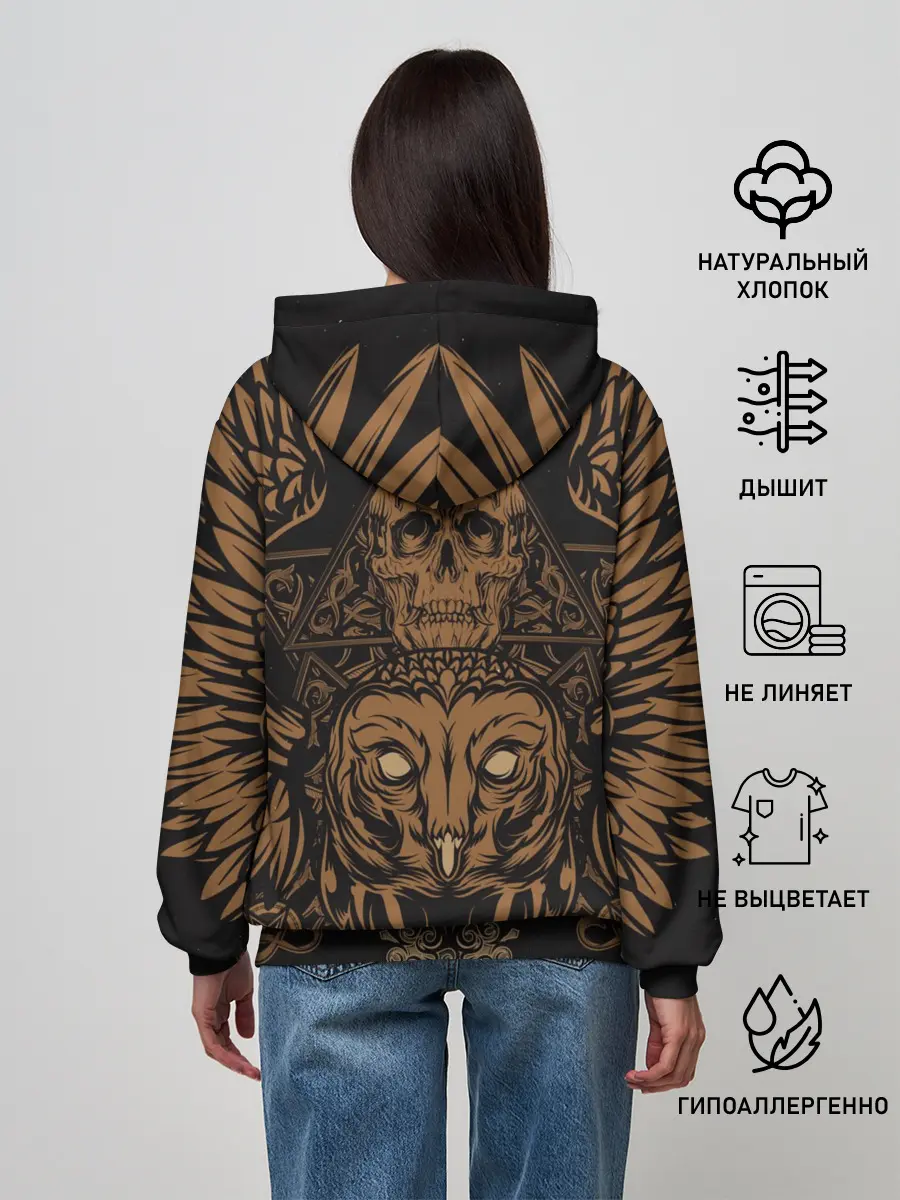 Женское худи / Vintage Skull Art 2