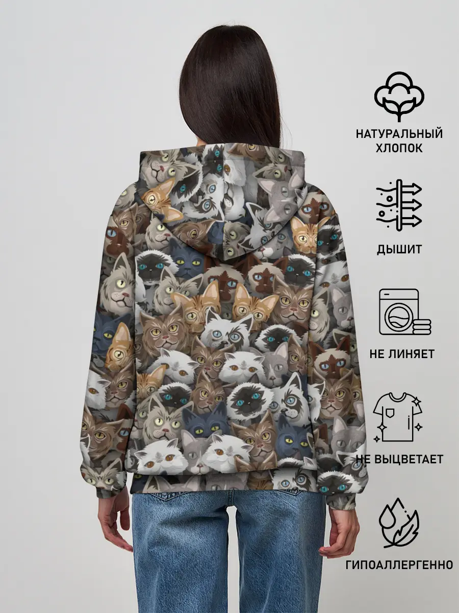 Женское худи / Коты разных пород