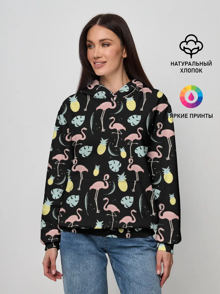 Женское худи / Розовый фламинго