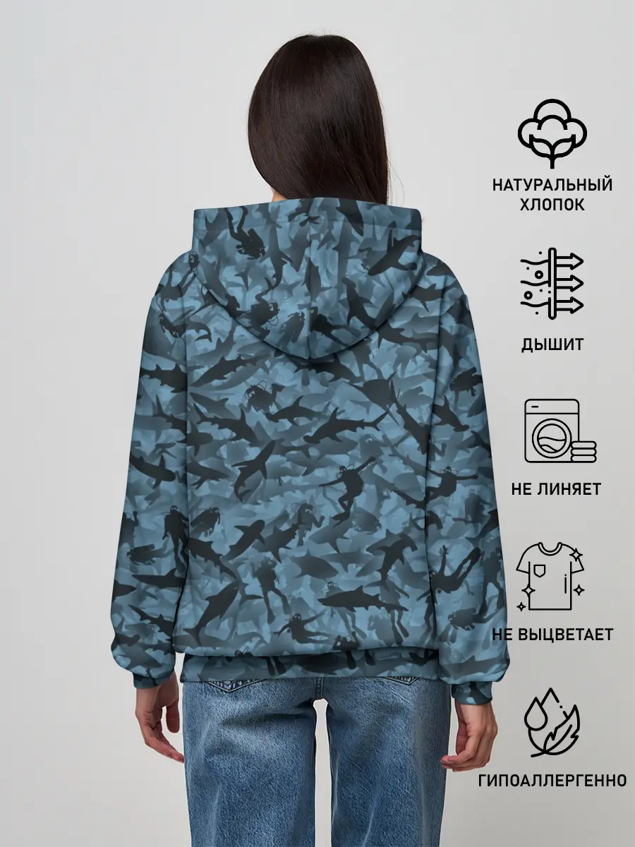 Женское худи / Акулы и дайверы