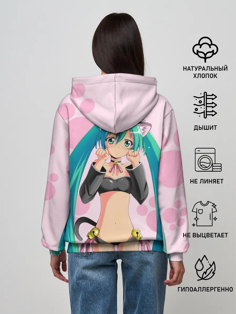Женское худи / Хатсуне Мику на розовом фоне