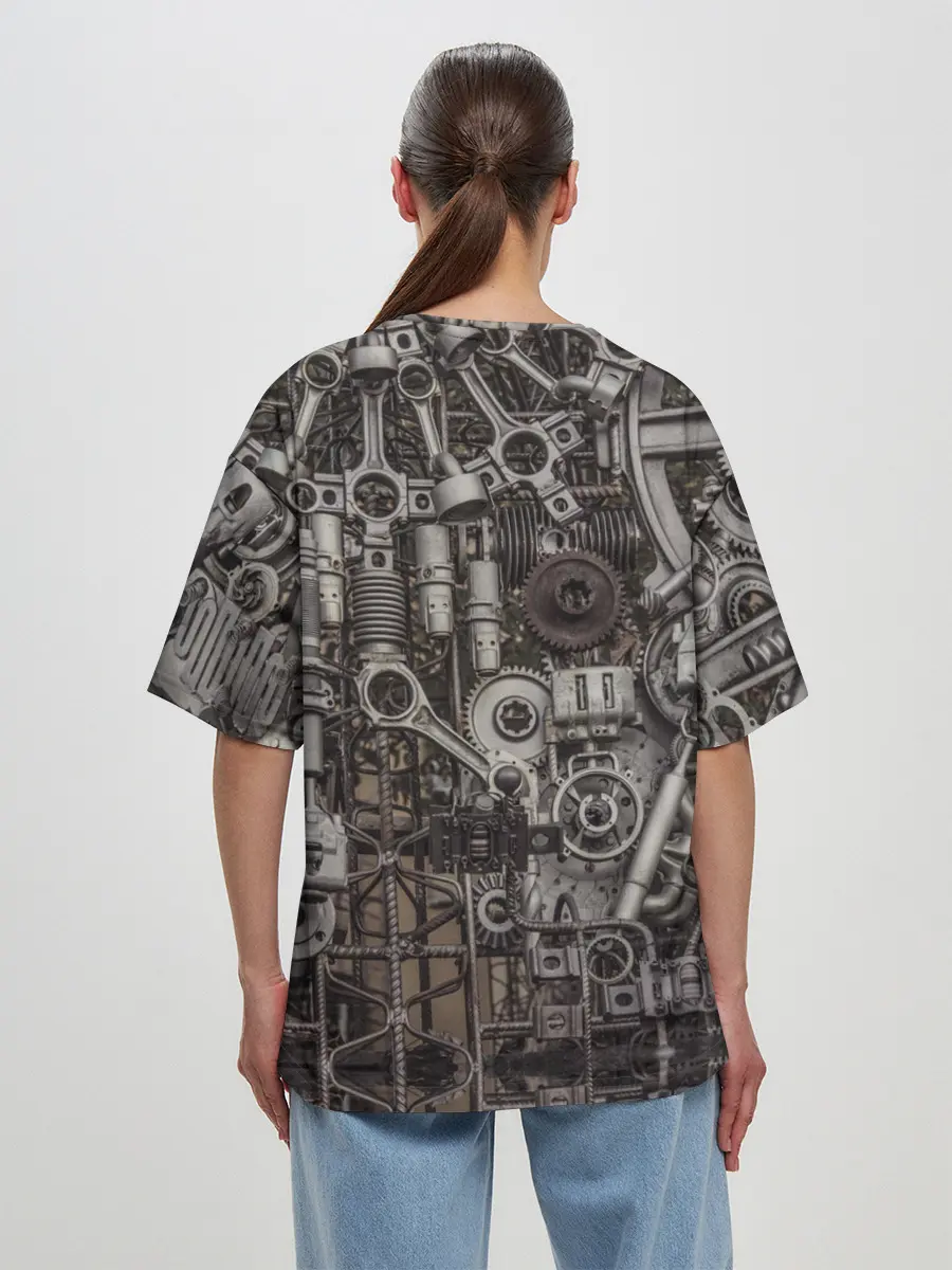 Женская футболка оверсайз / механизмы