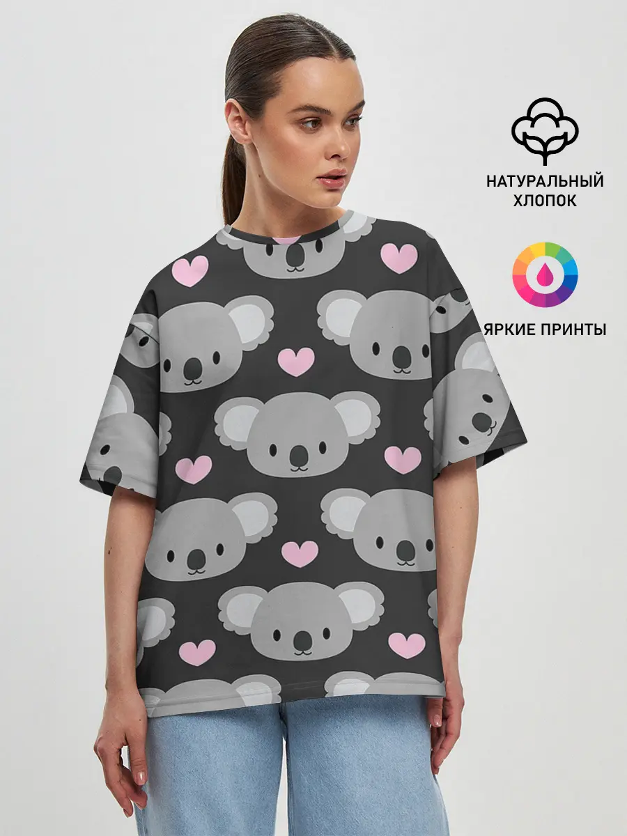Женская футболка оверсайз / Мордочки коал