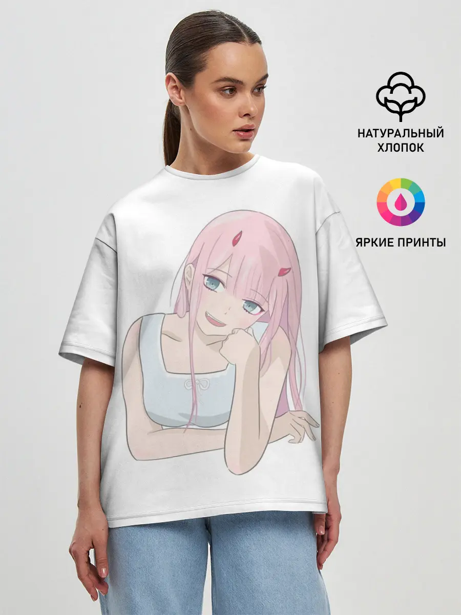 Женская футболка оверсайз / Милая Zero Two