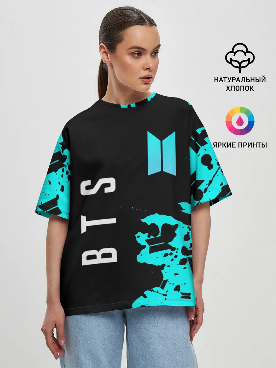 Женская футболка оверсайз / BTS / БТС