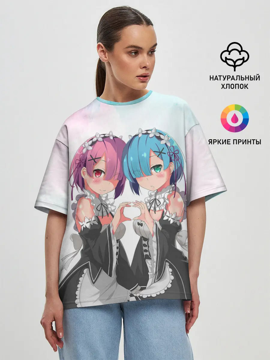 Женская футболка оверсайз / Re:Zero, Рам и Рем