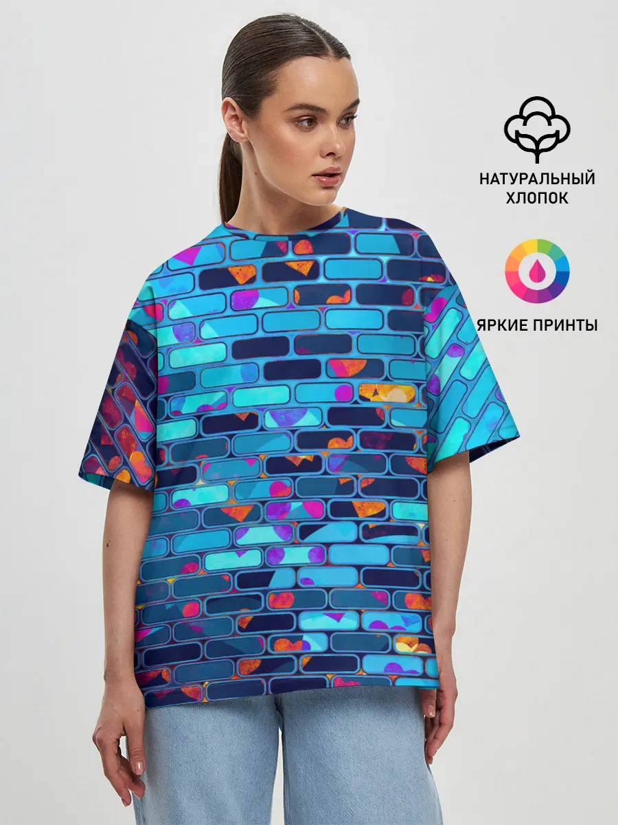 Женская футболка оверсайз / Кирпичики.