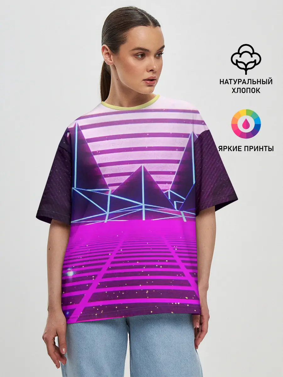 Женская футболка оверсайз / Synthwave