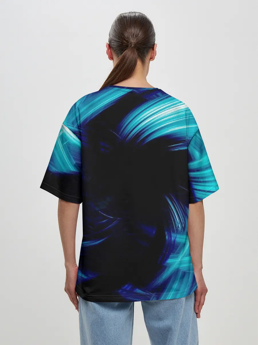 Женская футболка оверсайз / Неоновый вихрь