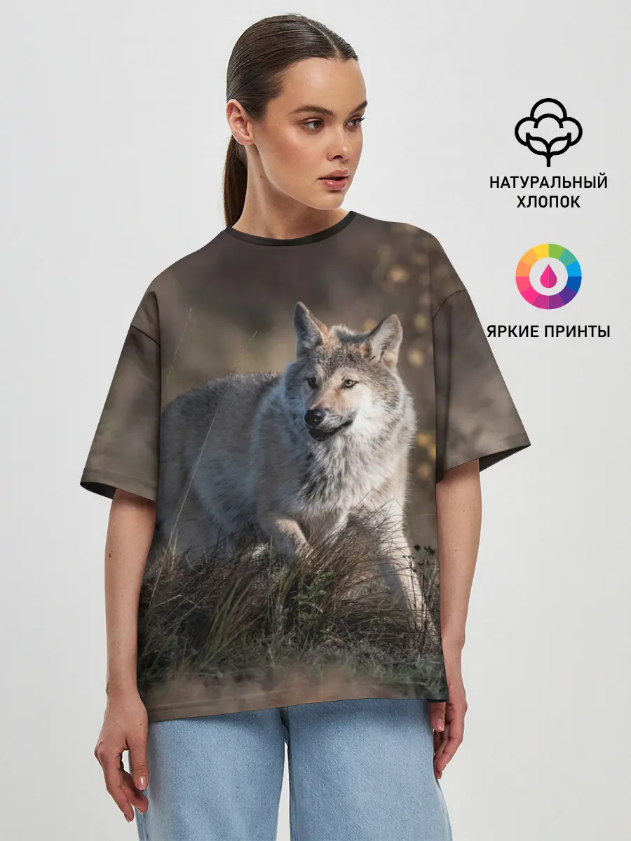 Женская футболка оверсайз / WOLF