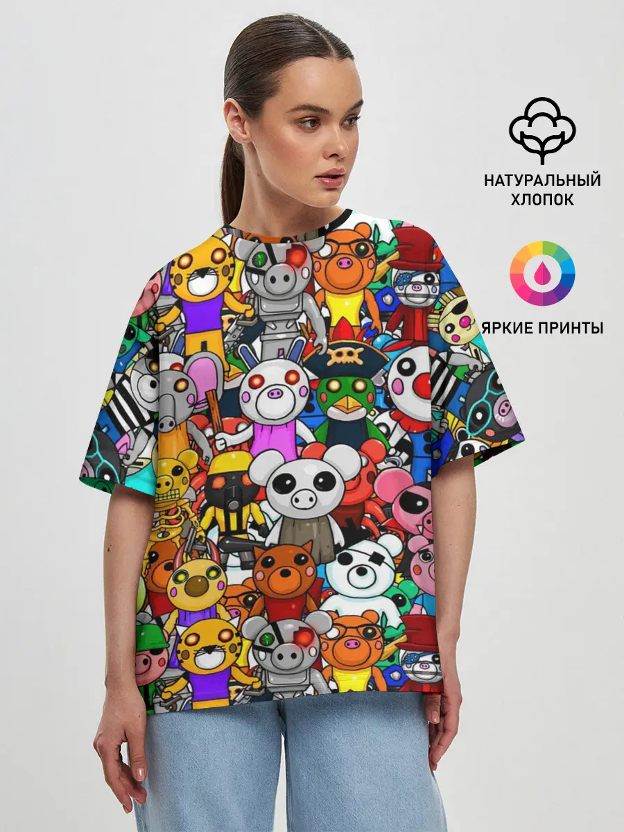 Женская футболка оверсайз / ROBLOX PIGGY