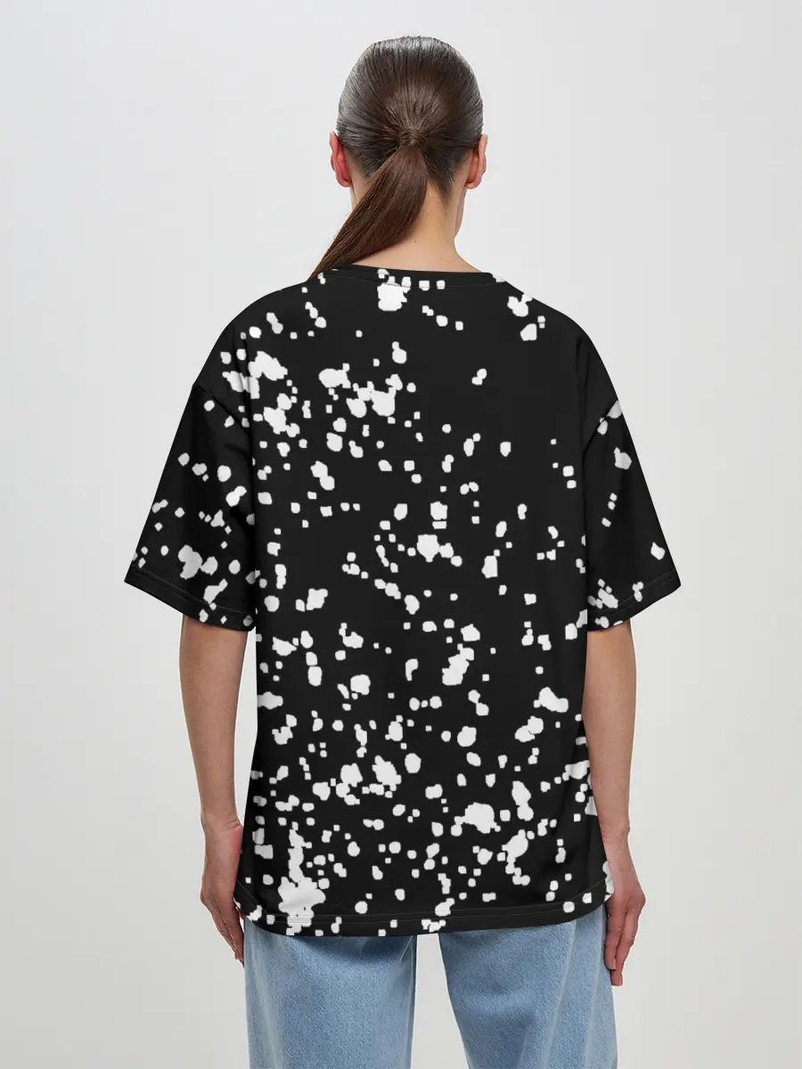 Женская футболка оверсайз / Каллиграфия на чёрном фоне