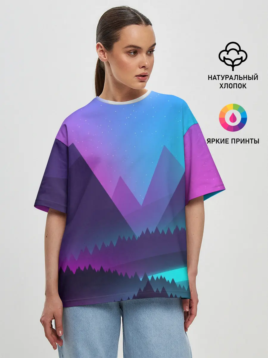 Женская футболка оверсайз / NEON FOREST