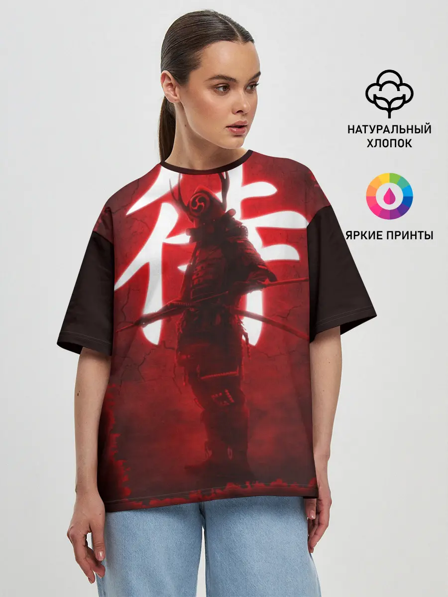 Женская футболка оверсайз / NEON SAMURAI