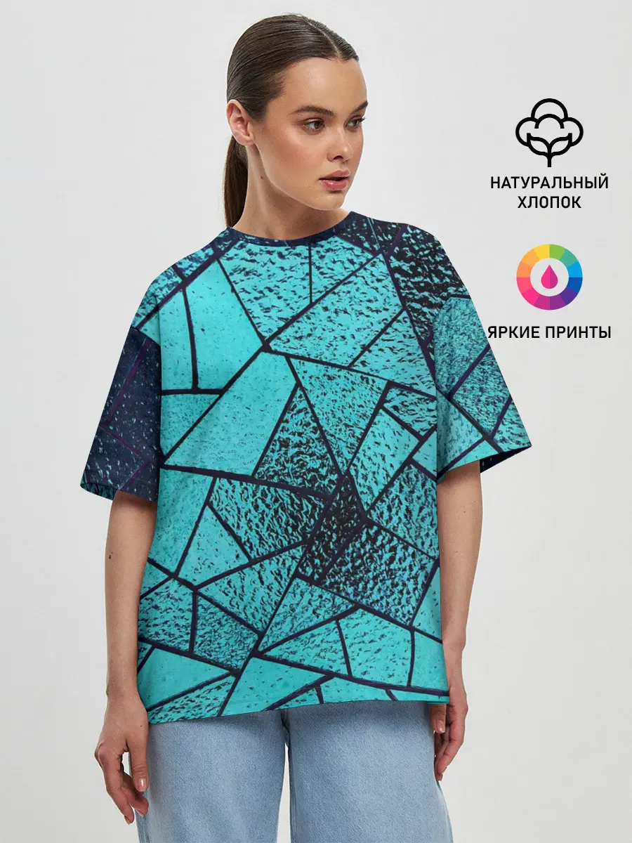 Женская футболка оверсайз / НЕОНОВЫЙ ВИТРАЖ