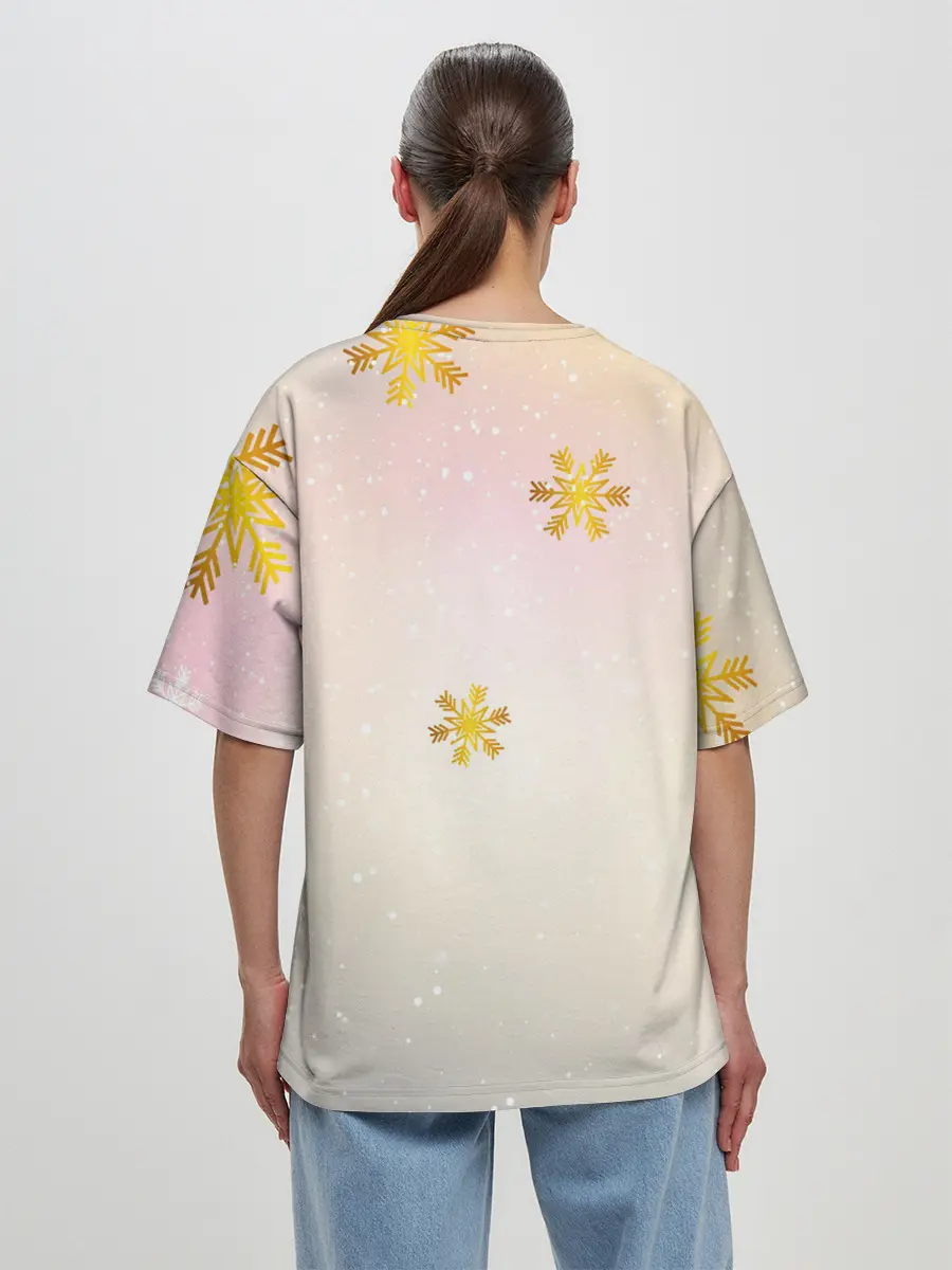 Женская футболка оверсайз / Новогодний кот