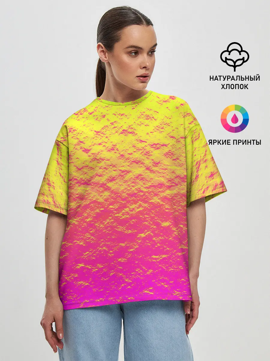 Женская футболка оверсайз / Яркий закат