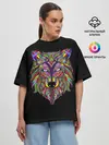 Женская футболка оверсайз / Разноцветный Волк
