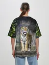 Женская футболка оверсайз / ТИГР В ЛЕСУ