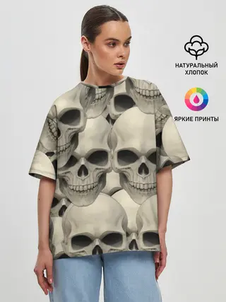 Женская футболка оверсайз / Черепа