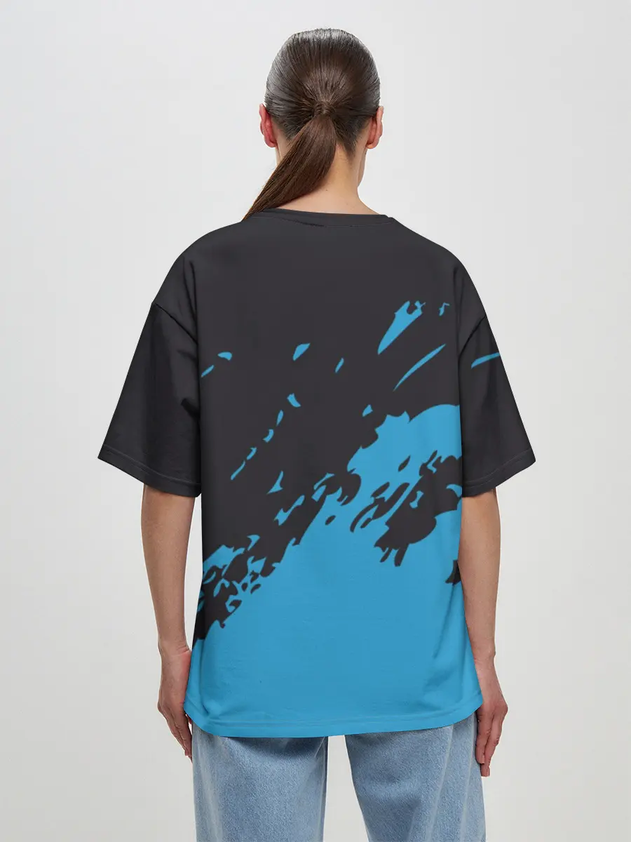 Женская футболка оверсайз / One Piece синий всплеск