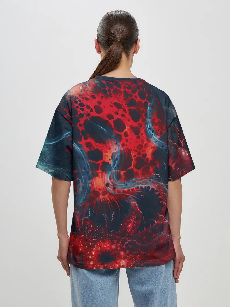 Женская футболка оверсайз / Гигантский космический монстр