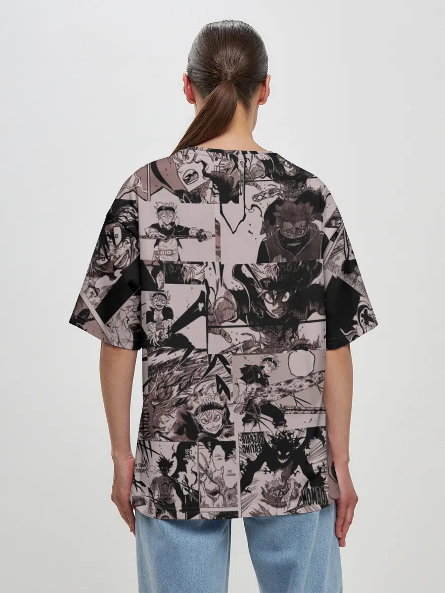 Женская футболка оверсайз / ASTA manga monochrome pages