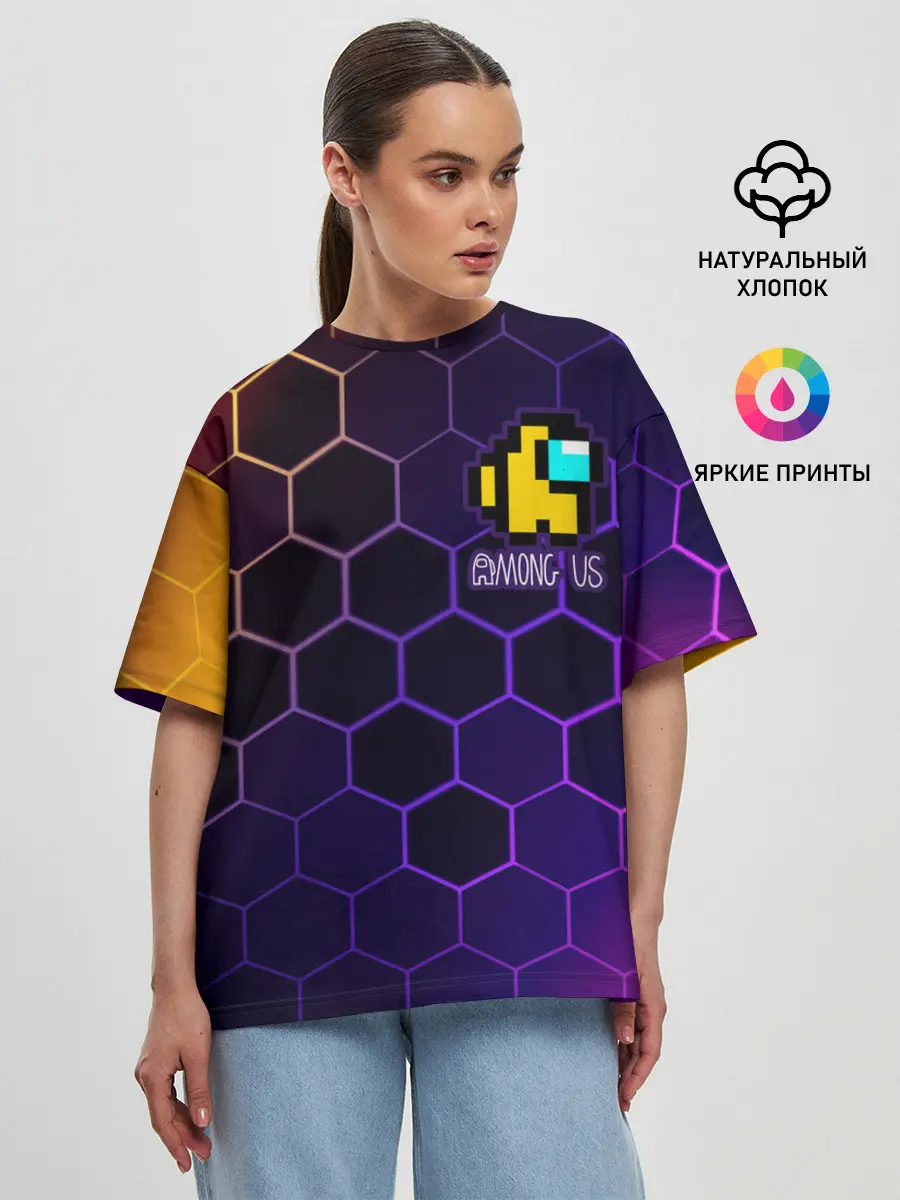 Женская футболка оверсайз / AMONG US / АМОНГ АС