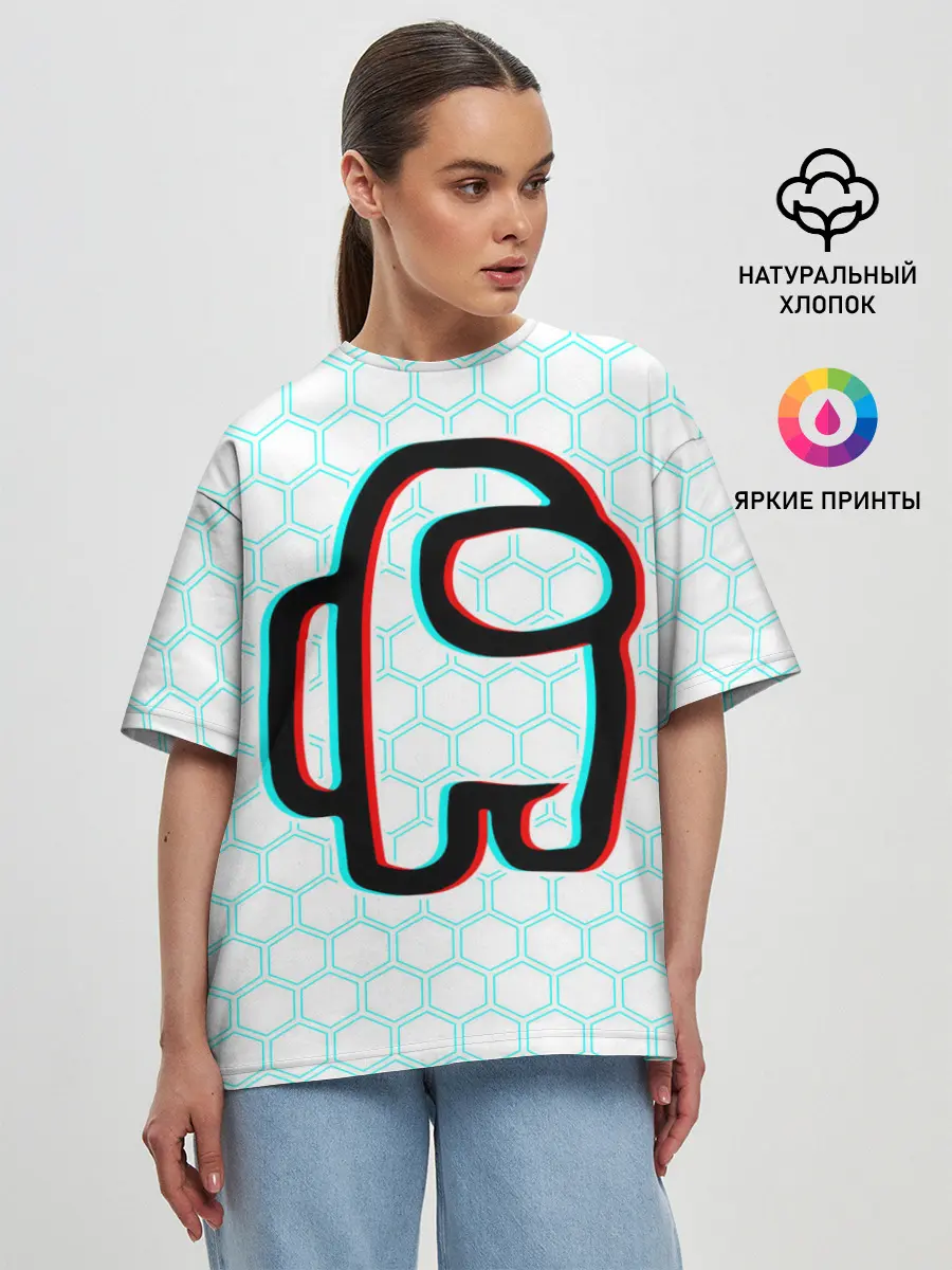 Женская футболка оверсайз / AMONG US / АМОНГ АС