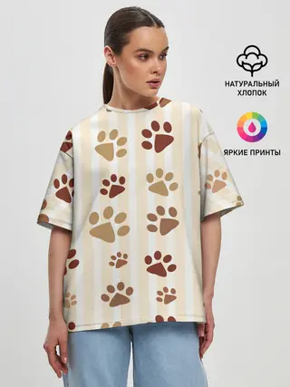 Женская футболка оверсайз / Лапки