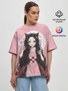 Женская футболка оверсайз / Незуко розовый