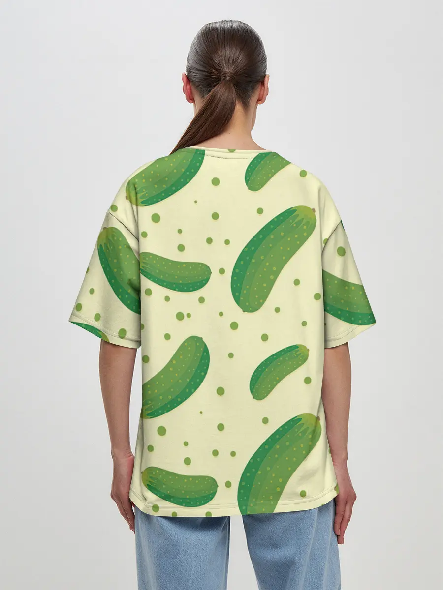 Женская футболка оверсайз / Огурчики