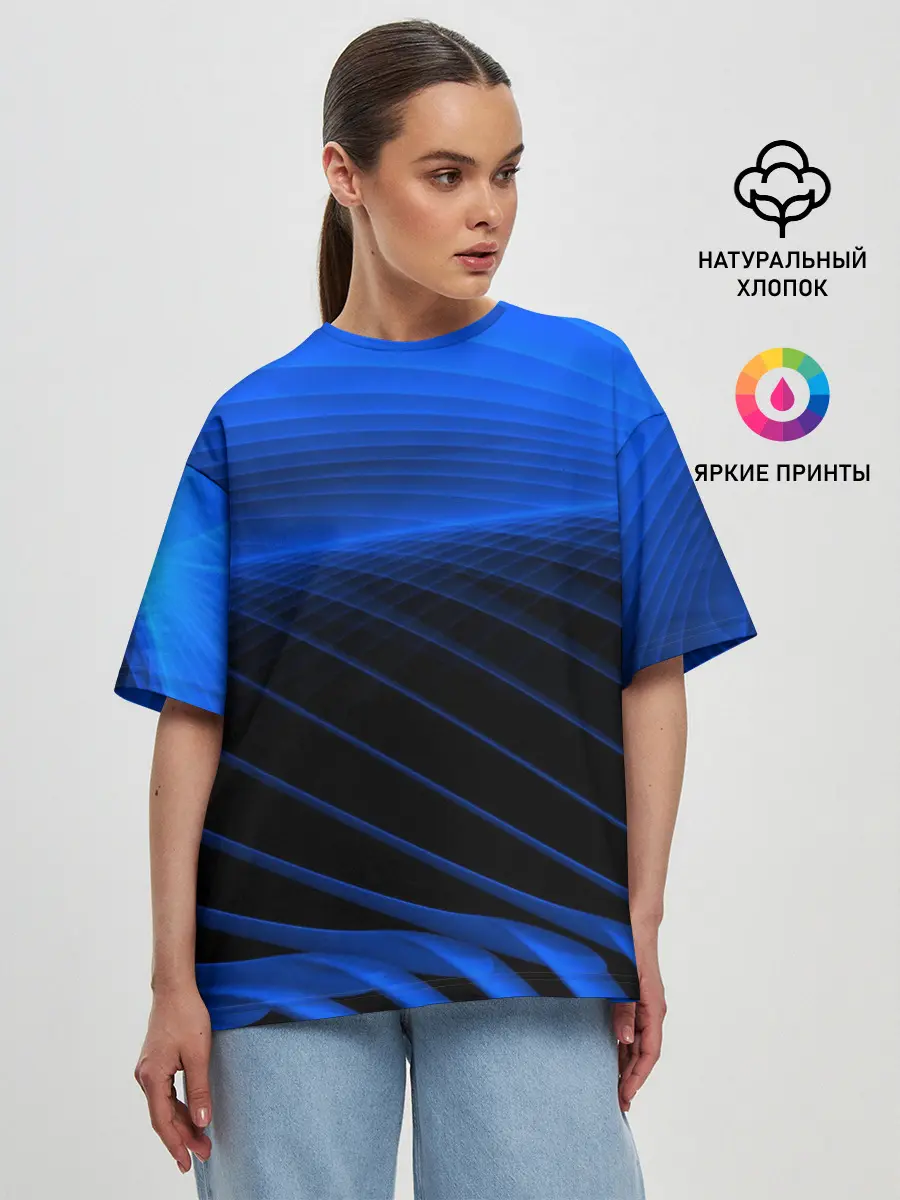 Женская футболка оверсайз / Неоновые лучи