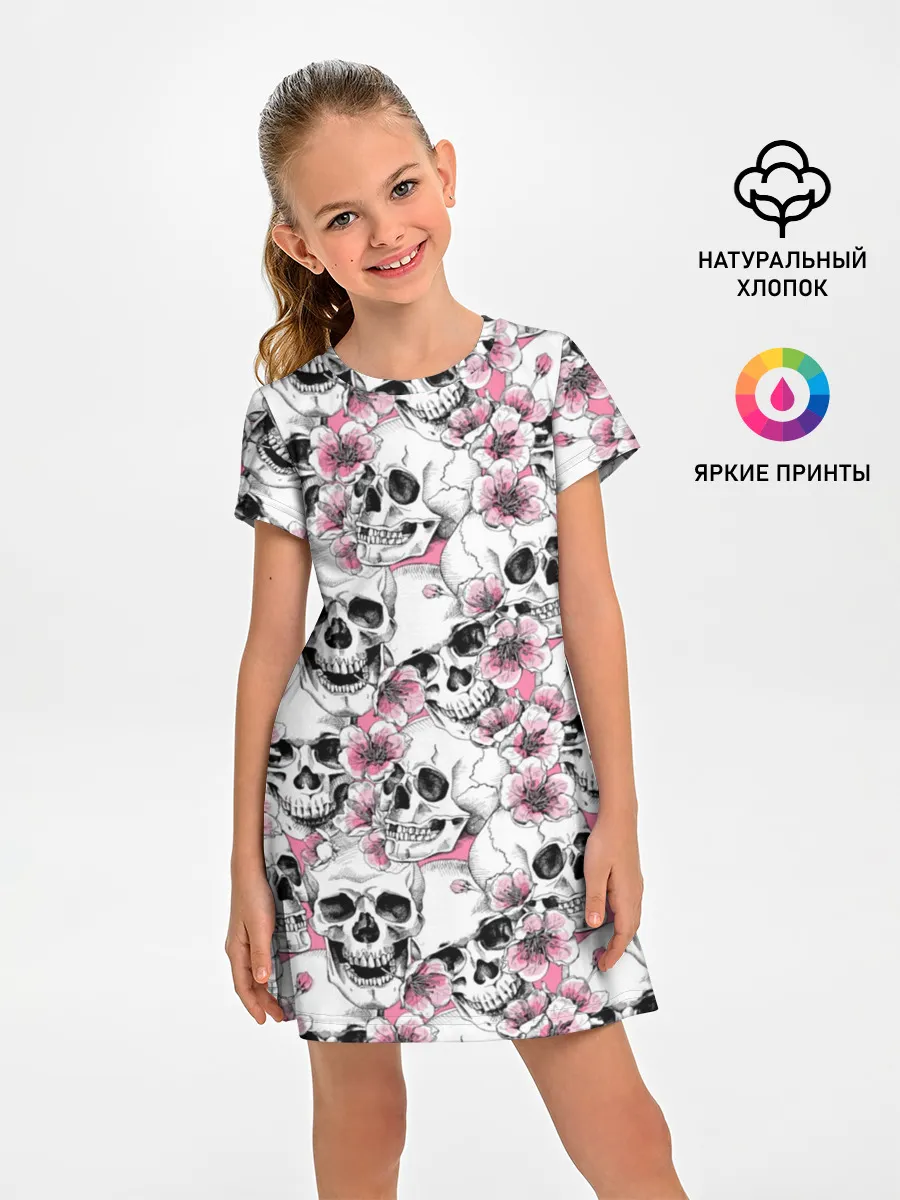 Детское платье / Черепа в цветах