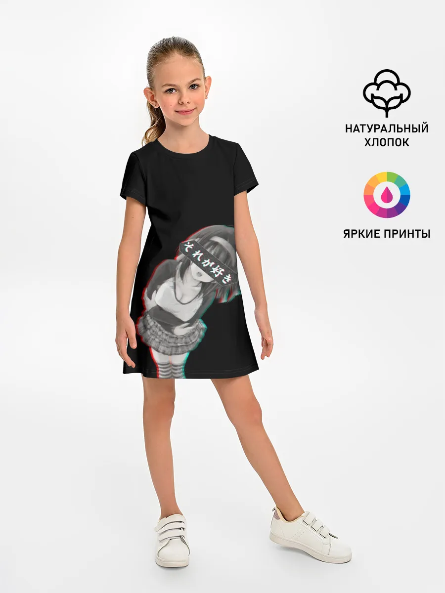 Детское платье / Anime Girl with hieroglyphs