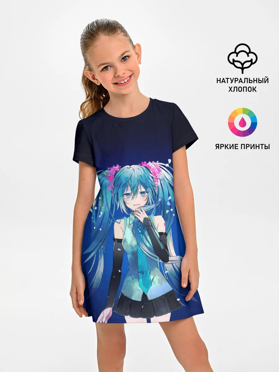 Детское платье / Hatsune Miku на черном фоне