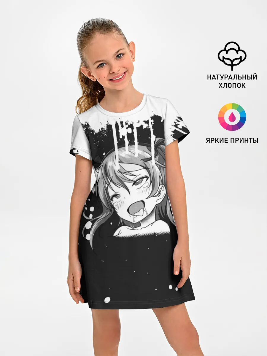 Детское платье / Ахегао лицо чб