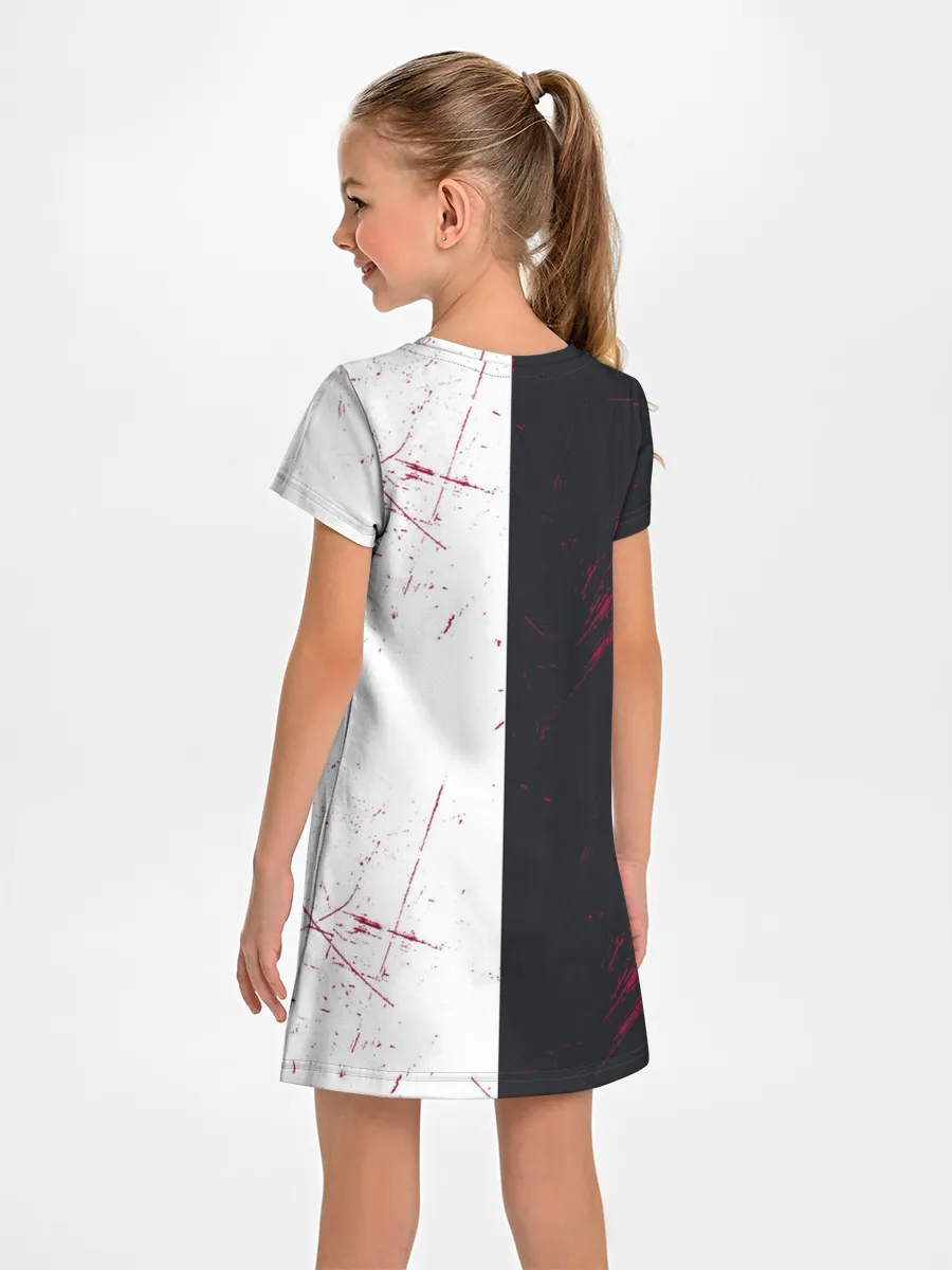 Детское платье / monokuma с пупком и иероглифами