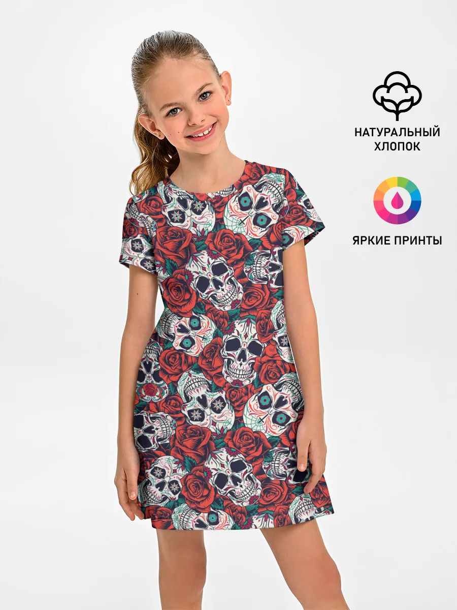 Детское платье / Тату черепа и розы