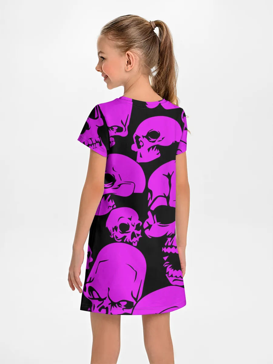 Детское платье / KILLA фиолетовые черепа