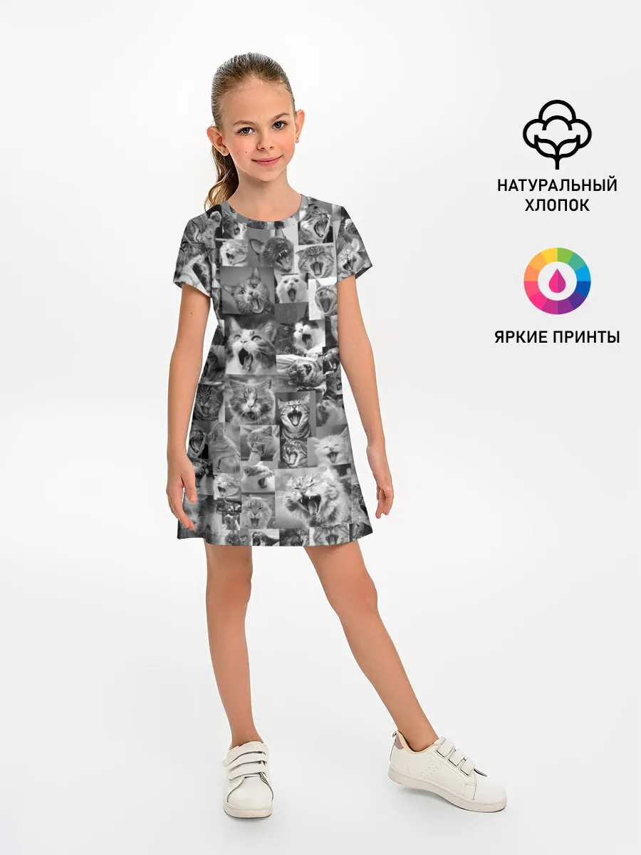 Детское платье / Неко ахегао чб