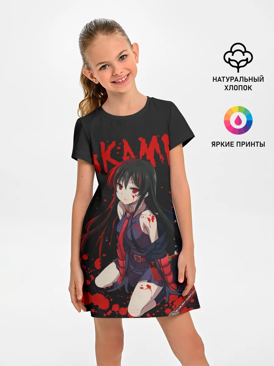Детское платье / Убийца Акаме на черно-красно фоне