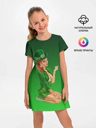 Детское платье / девушка лепрекон в зеленом