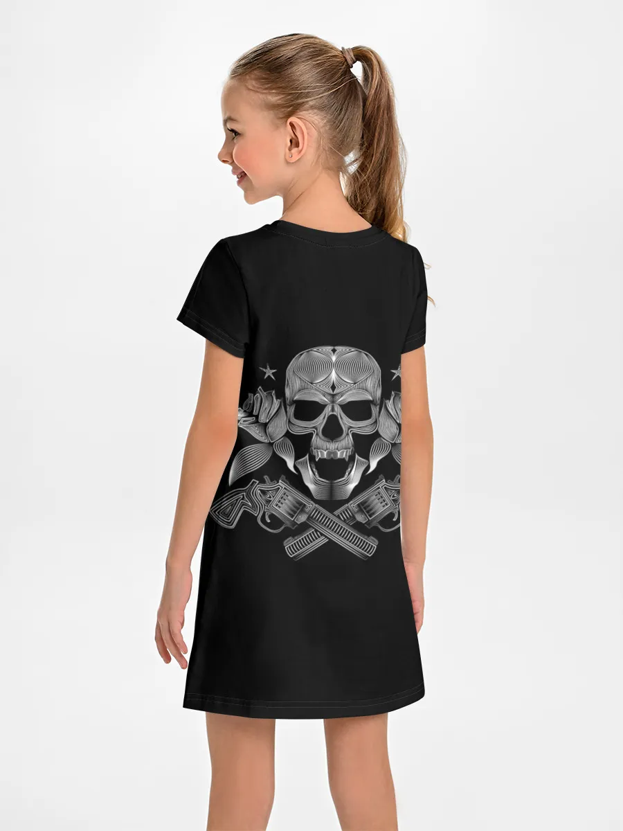 Детское платье / Череп, розы, два ствола