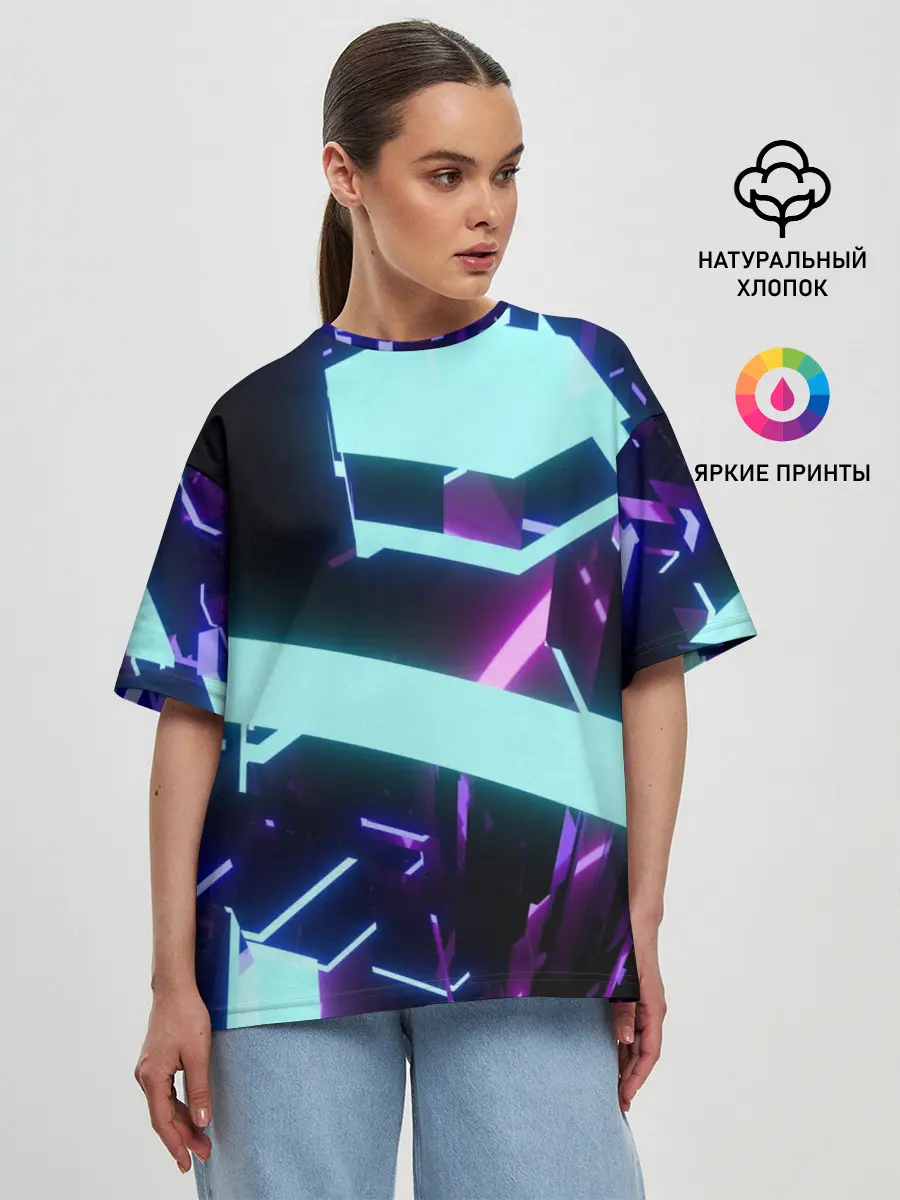 Женская футболка оверсайз / Blue Neons