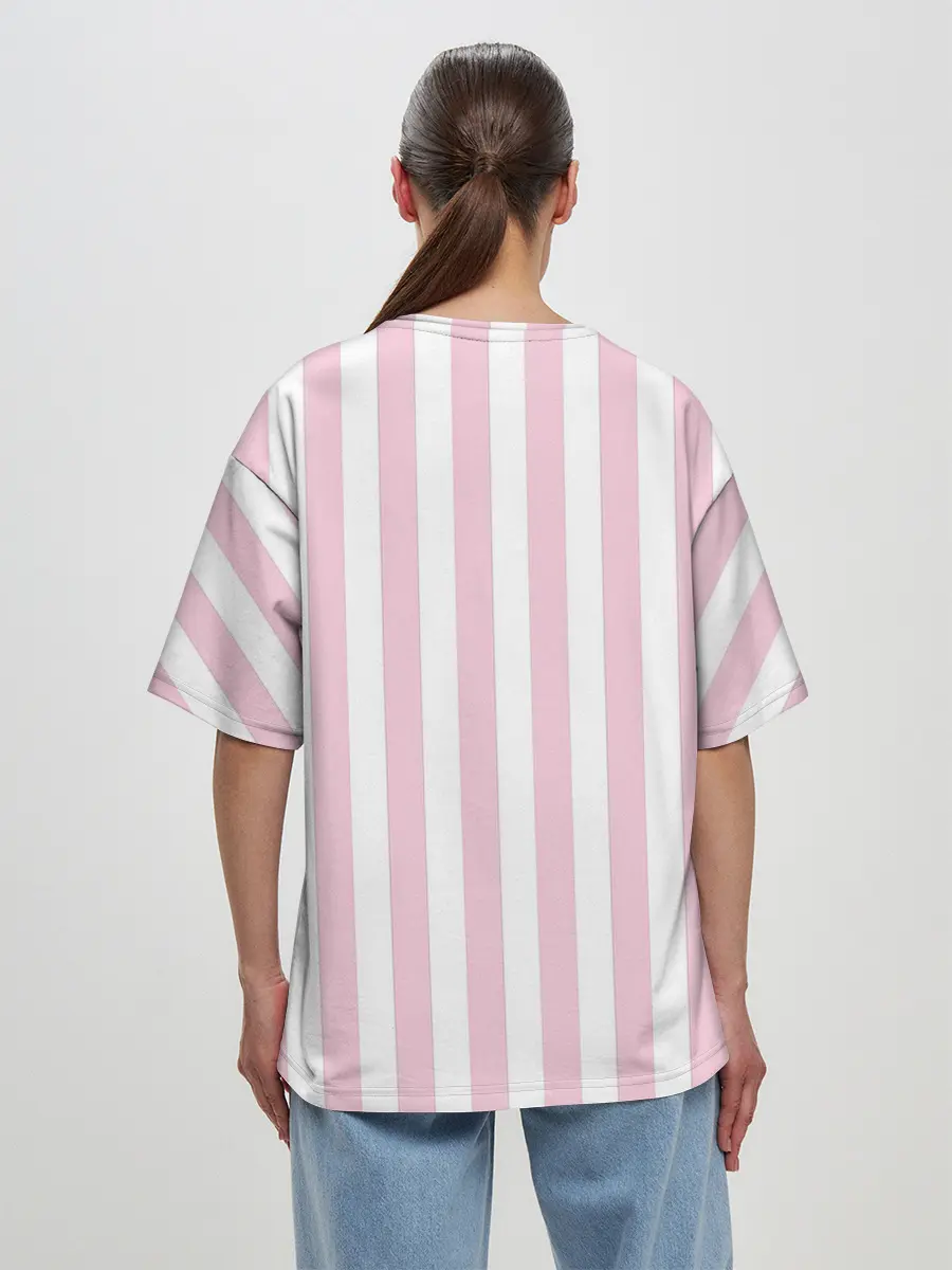 Женская футболка оверсайз / Розовые линии