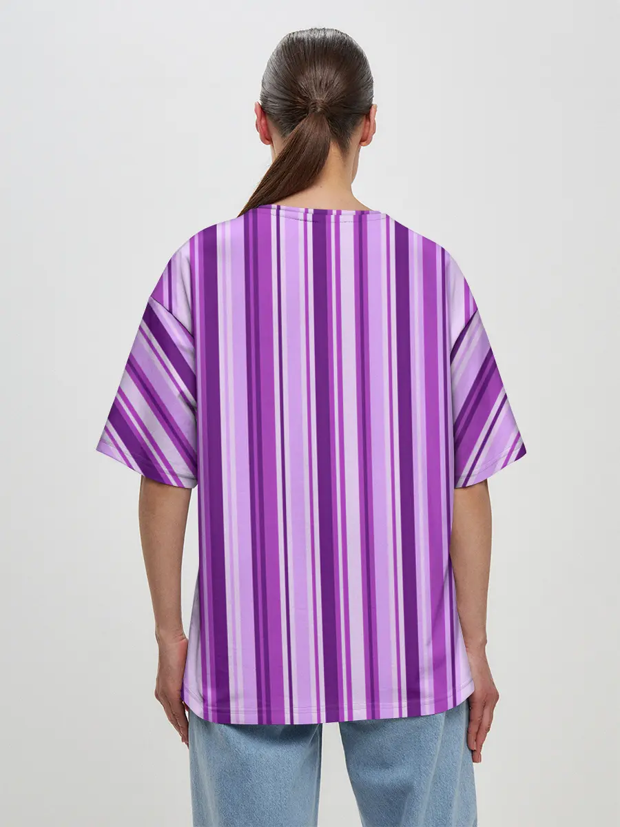 Женская футболка оверсайз / Фиолетово-чёрные полосы