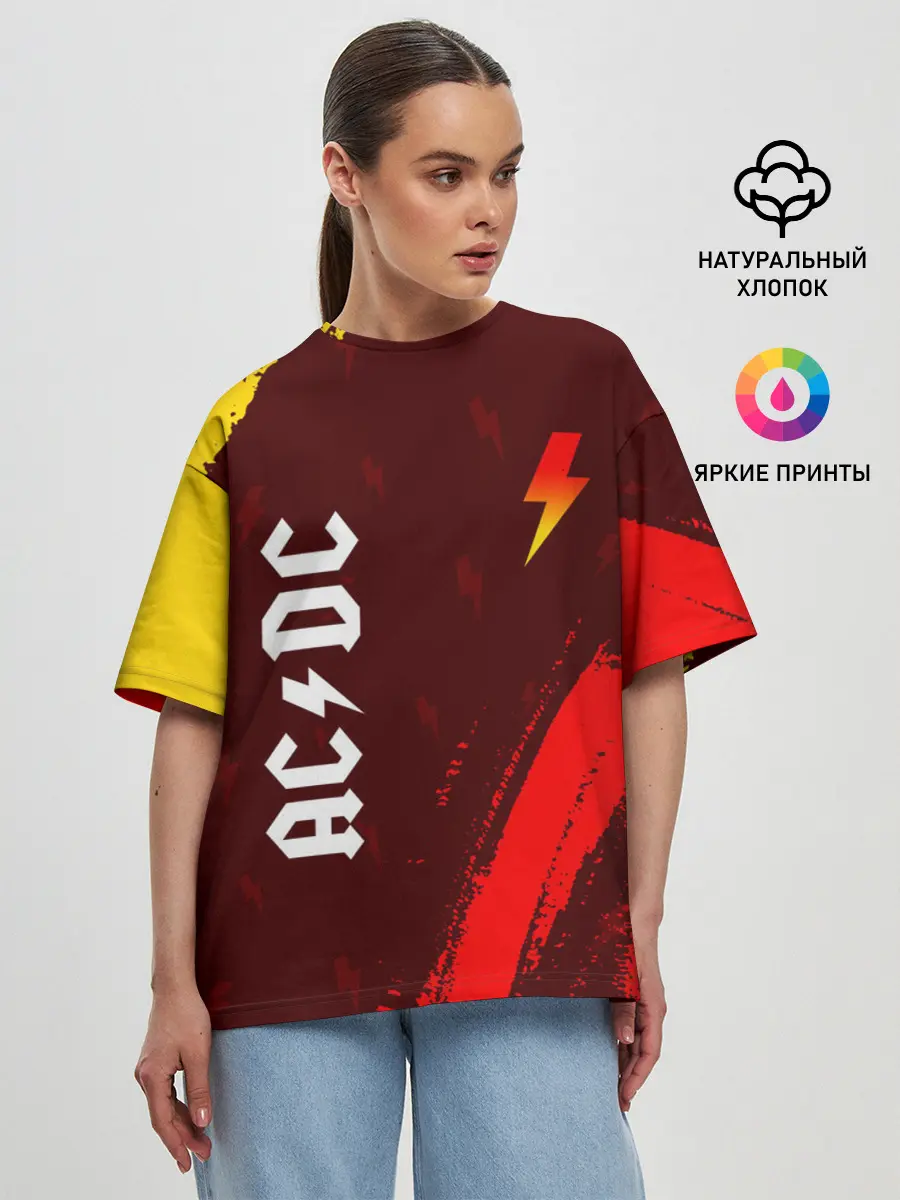 Женская футболка оверсайз / AC DС