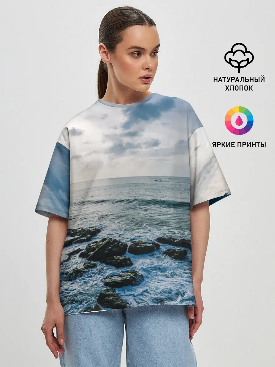 Женская футболка оверсайз / Море